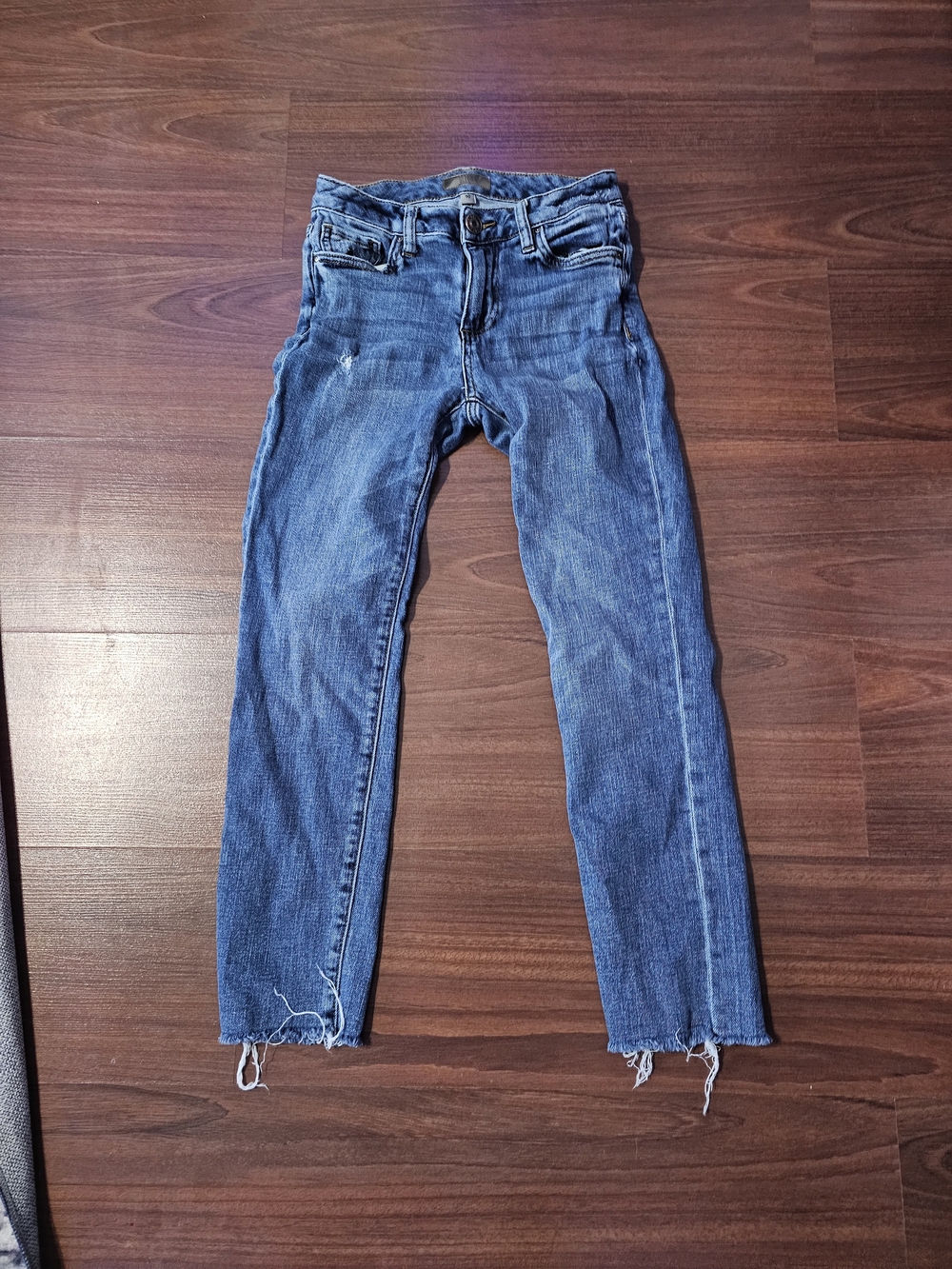 Kut from the Kloth Women's Blue Straight-Leg Jeans with Raw Hem Size 00